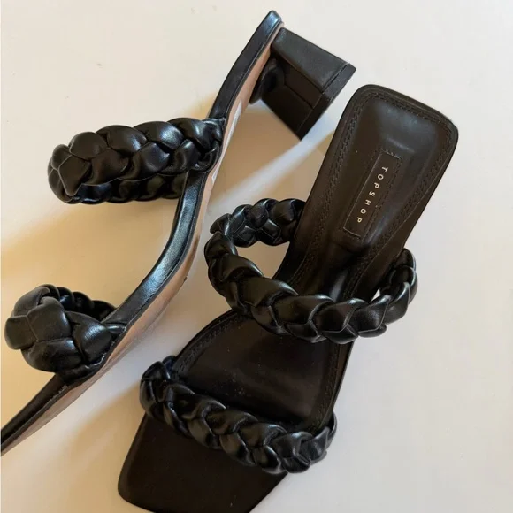 Topshop Elegant Black Braided Sandals - Picture 2 of 4